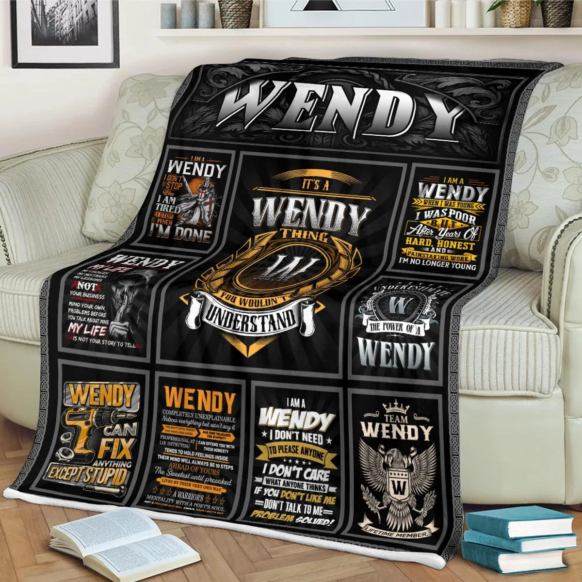 WENDY Personalized Blanket | Custom Name Cozy Throw Gift 13K1-BK2