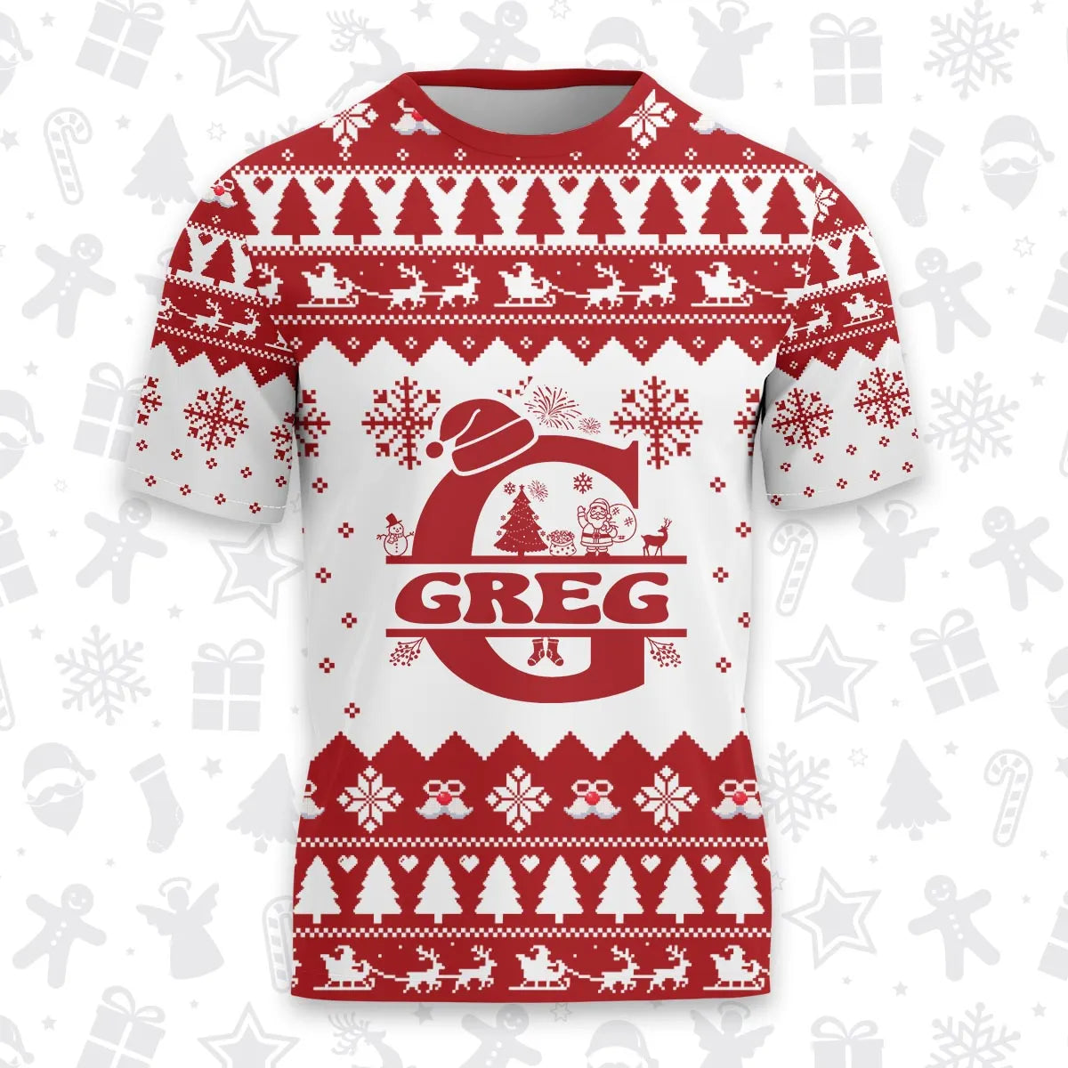 GREG Personalized Christmas T-Shirt Pajama Set - Holiday Gift Outfit 13K1-CR2