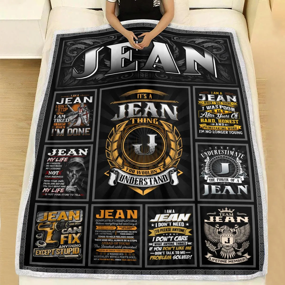 JEAN Personalized Blanket | Custom Name Cozy Throw Gift 13K1-BK2