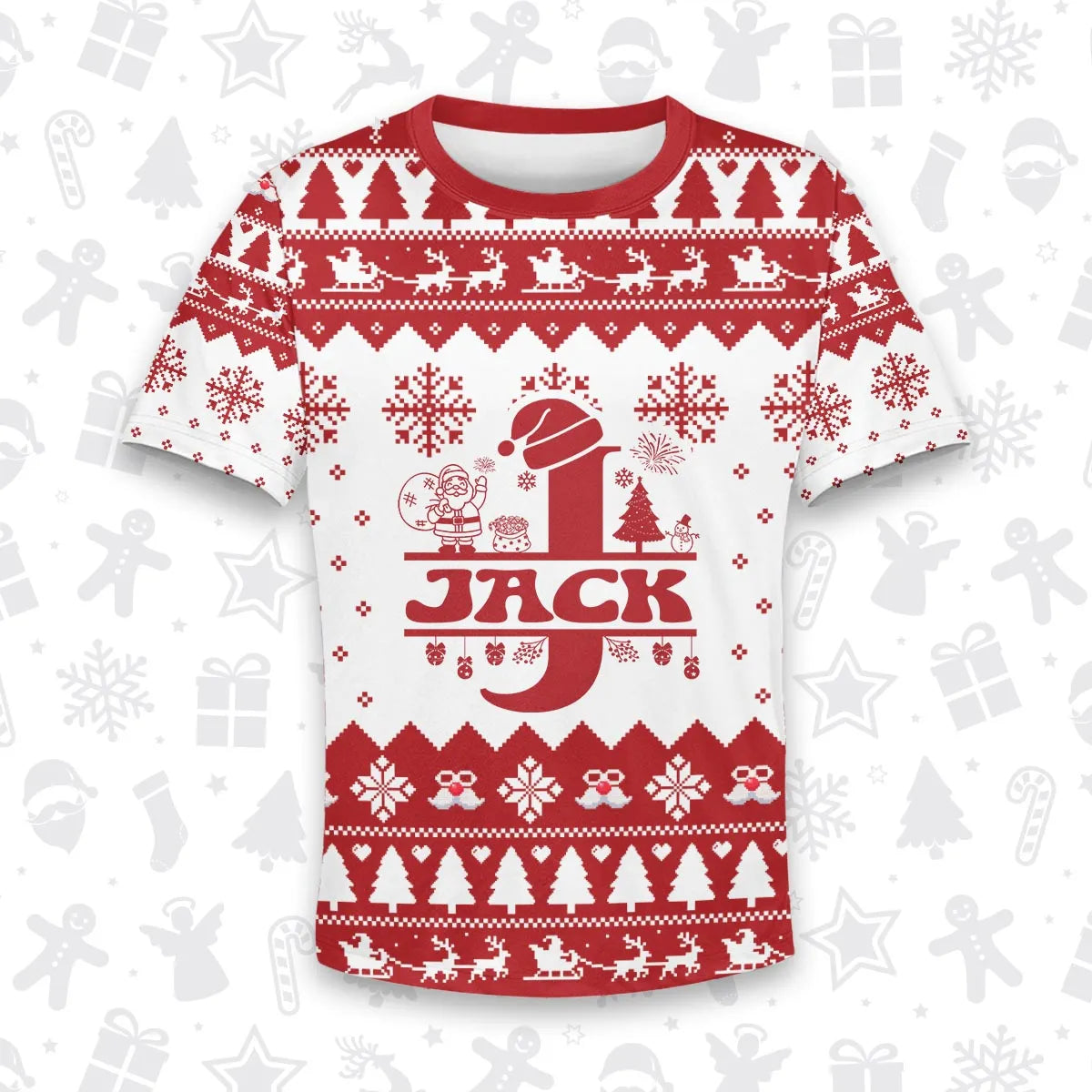JACK Personalized Christmas T-Shirt Pajama Set - Holiday Gift Outfit 13K1-CR2