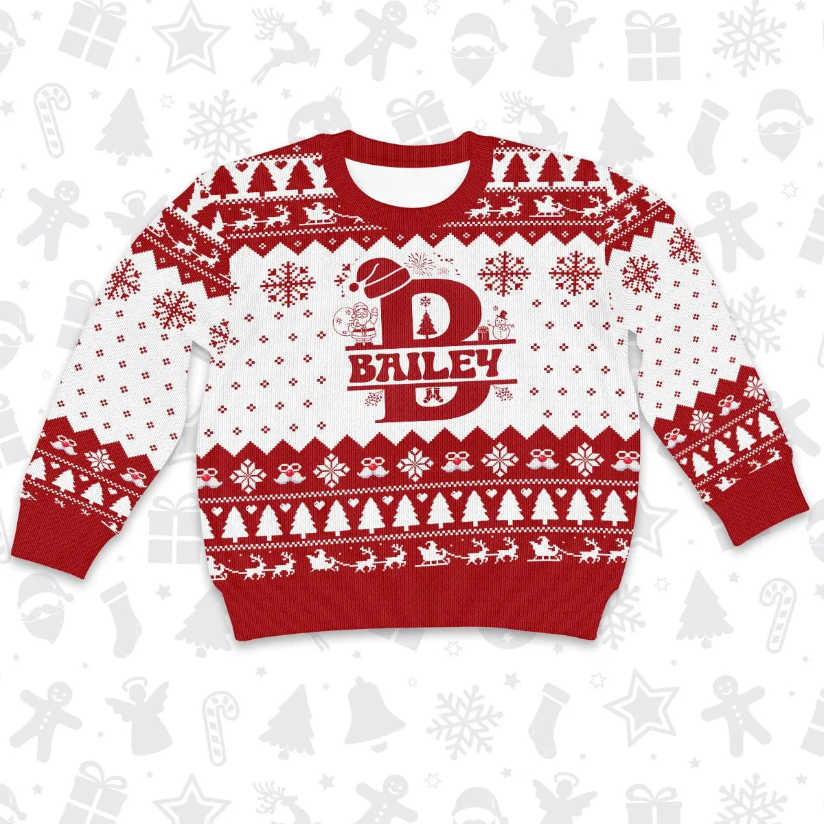 BAILEY Personalized Christmas Pajama Set - Holiday Gift Outfit 13K1-CR2