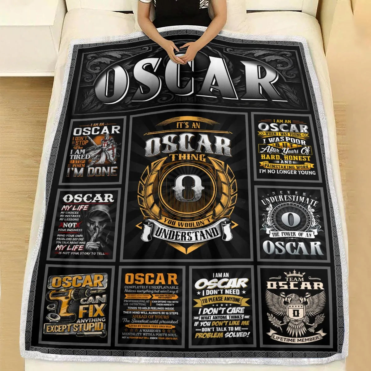 OSCAR Personalized Blanket | Custom Name Cozy Throw Gift 13K1-BK2