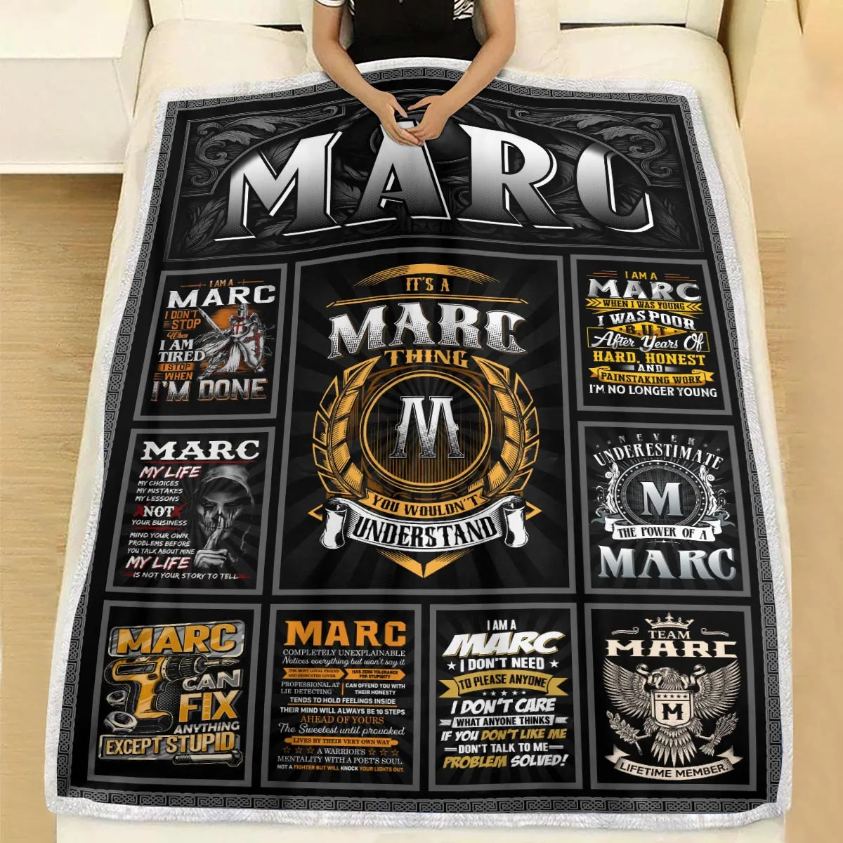 MARC Personalized Blanket | Custom Name Cozy Throw Gift 13K1-BK2
