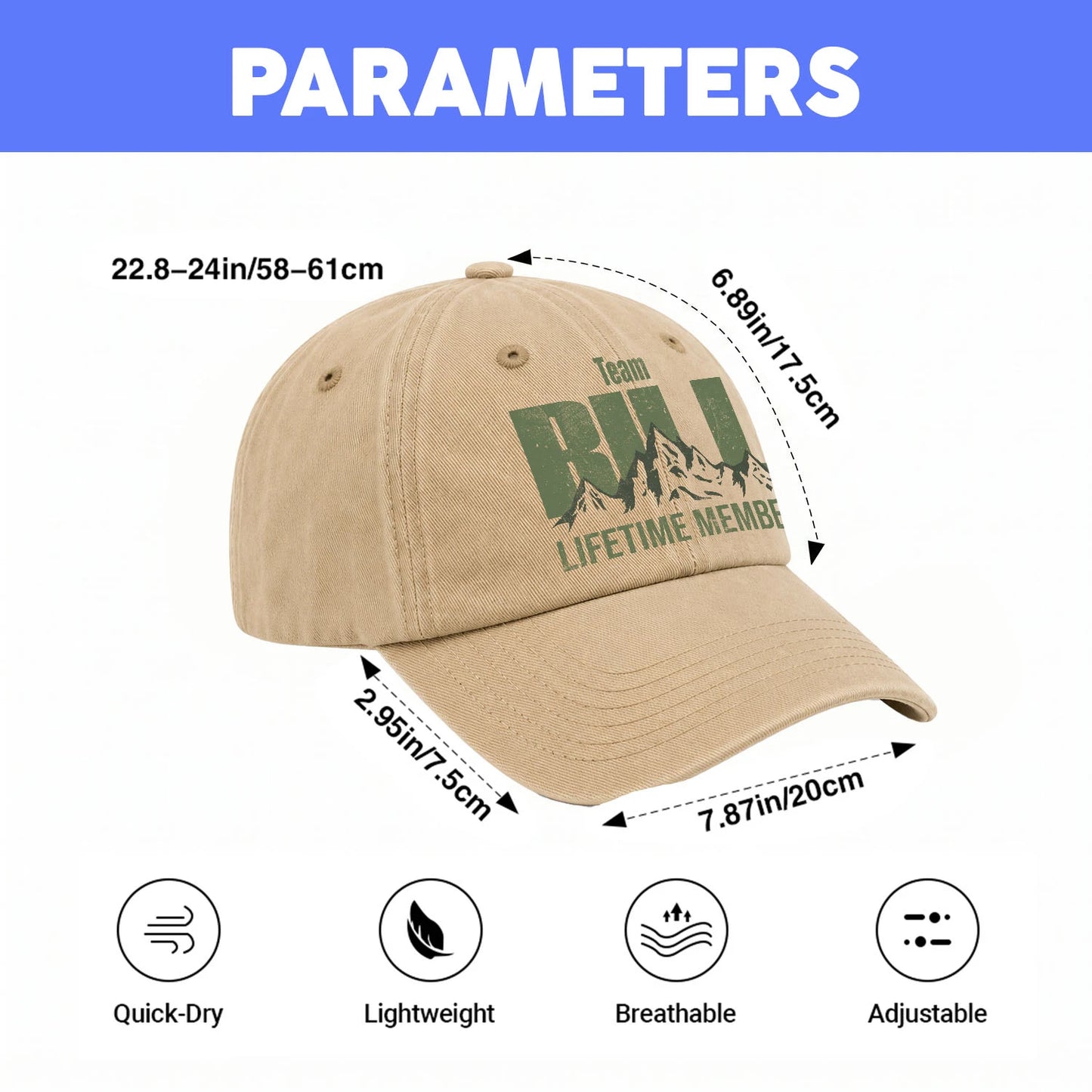Team Your Name Lifetime Member Mountain Cap BILL 13K1 C58PF