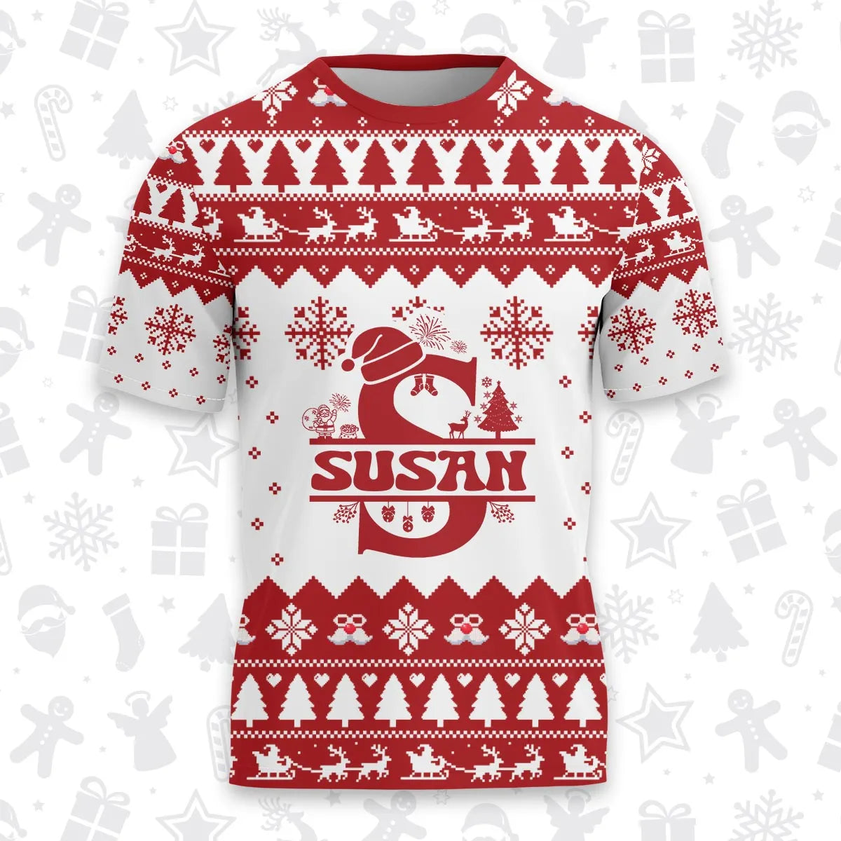 SUSAN Personalized Christmas T-Shirt Pajama Set - Holiday Gift Outfit 13K1-CR2