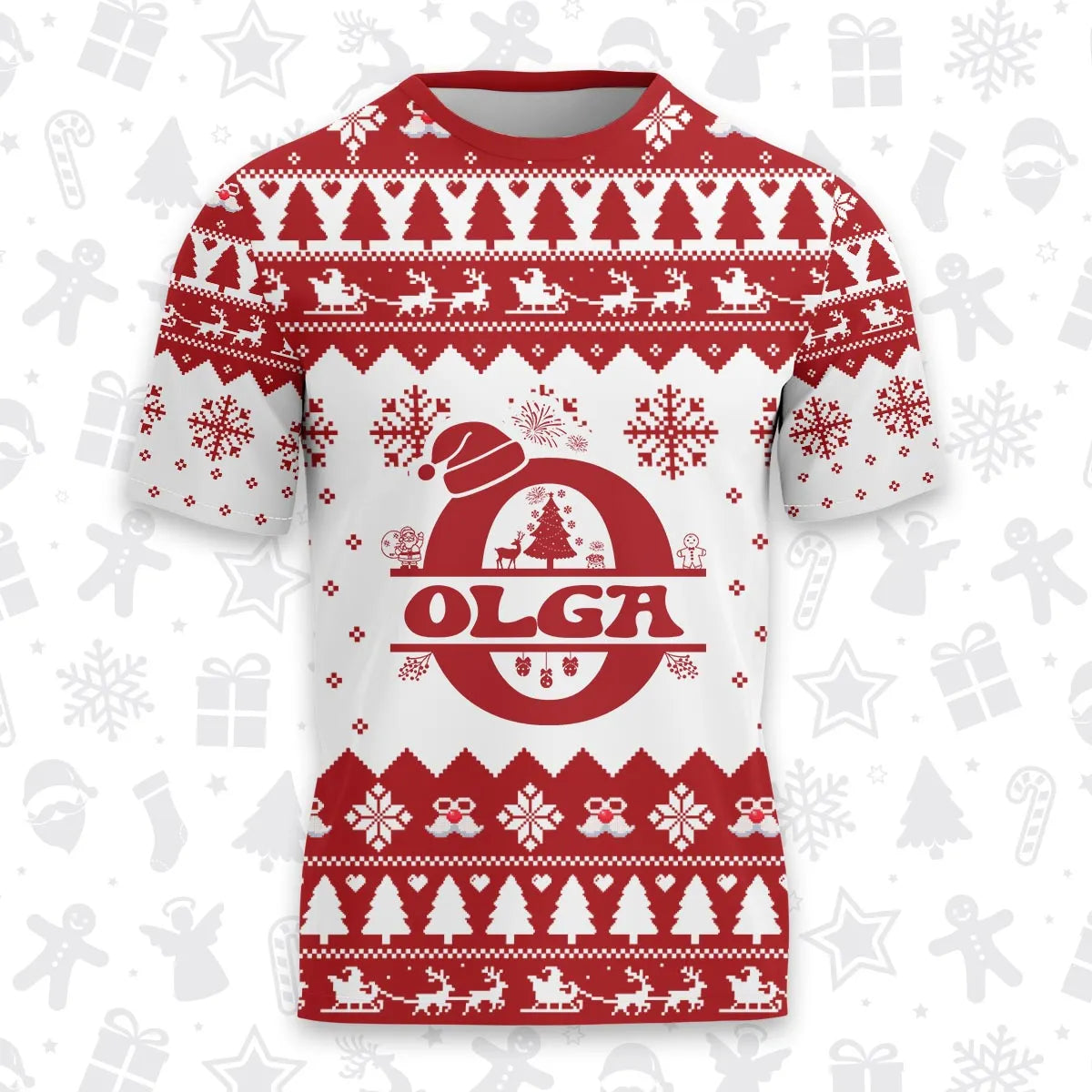 OLGA Personalized Christmas T-Shirt Pajama Set - Holiday Gift Outfit 13K1-CR2