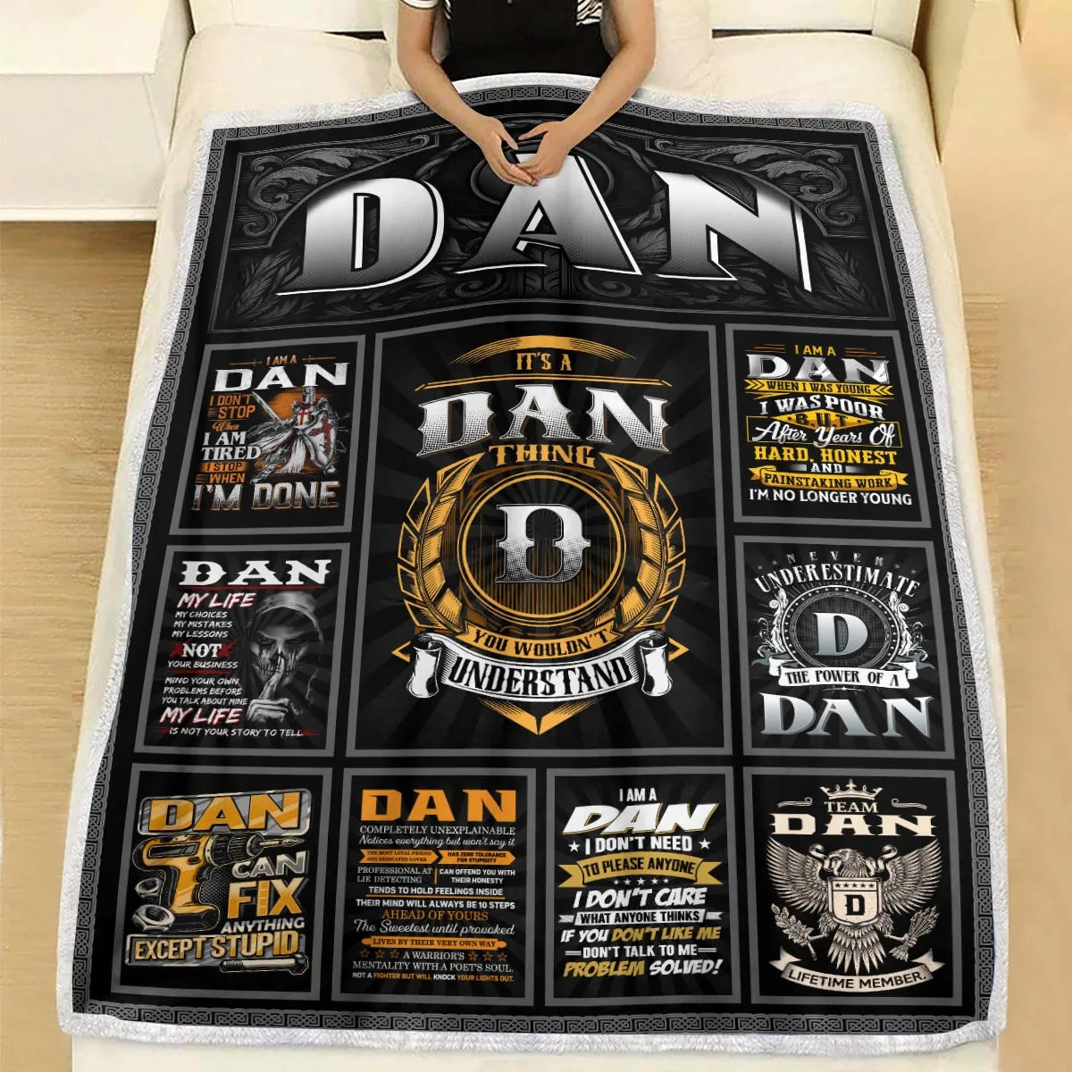 DAN Personalized Blanket | Custom Name Cozy Throw Gift 13K1-BK2