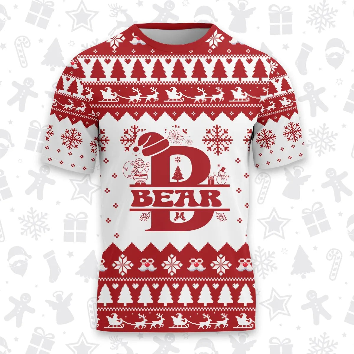 BEAR Personalized Christmas T-Shirt Pajama Set - Holiday Gift Outfit 13K1-CR2