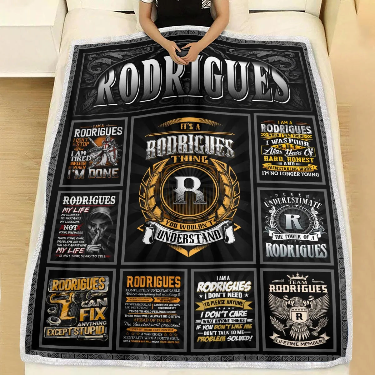 RODRIGUES Personalized Blanket | Custom Name Cozy Throw Gift 13K1-BK2