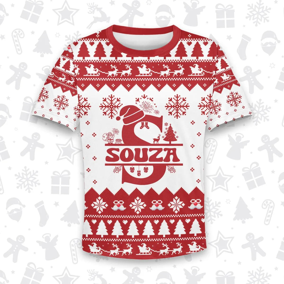 SOUZA Personalized Christmas T-Shirt Pajama Set - Holiday Gift Outfit 13K1-CR2