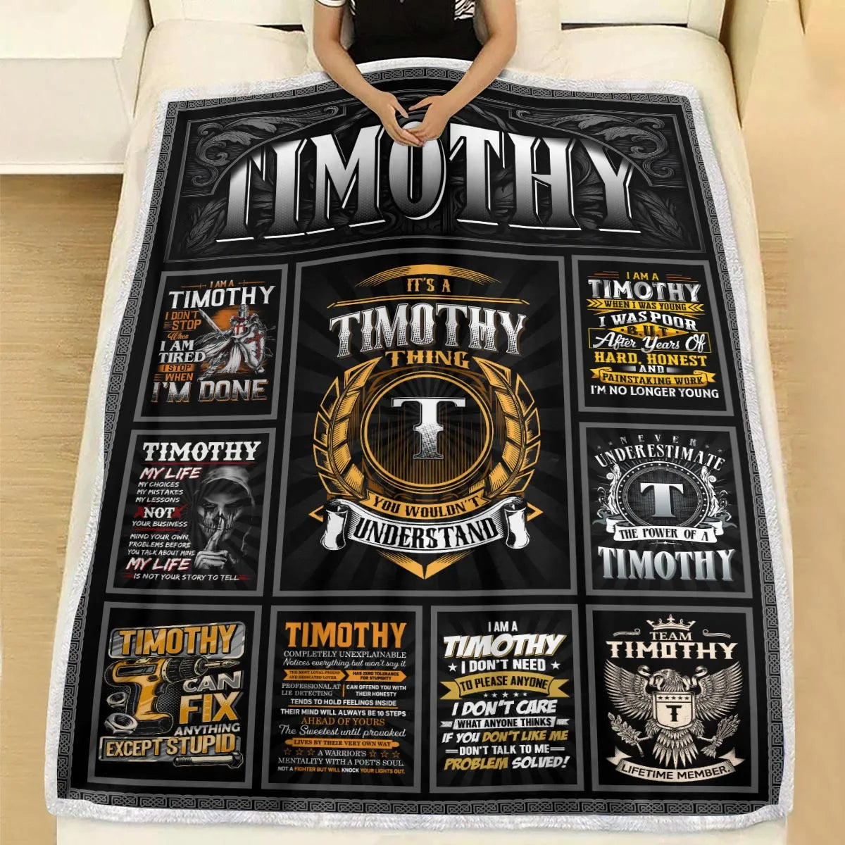 TIMOTHY Personalized Blanket | Custom Name Cozy Throw Gift 13K1-BK2