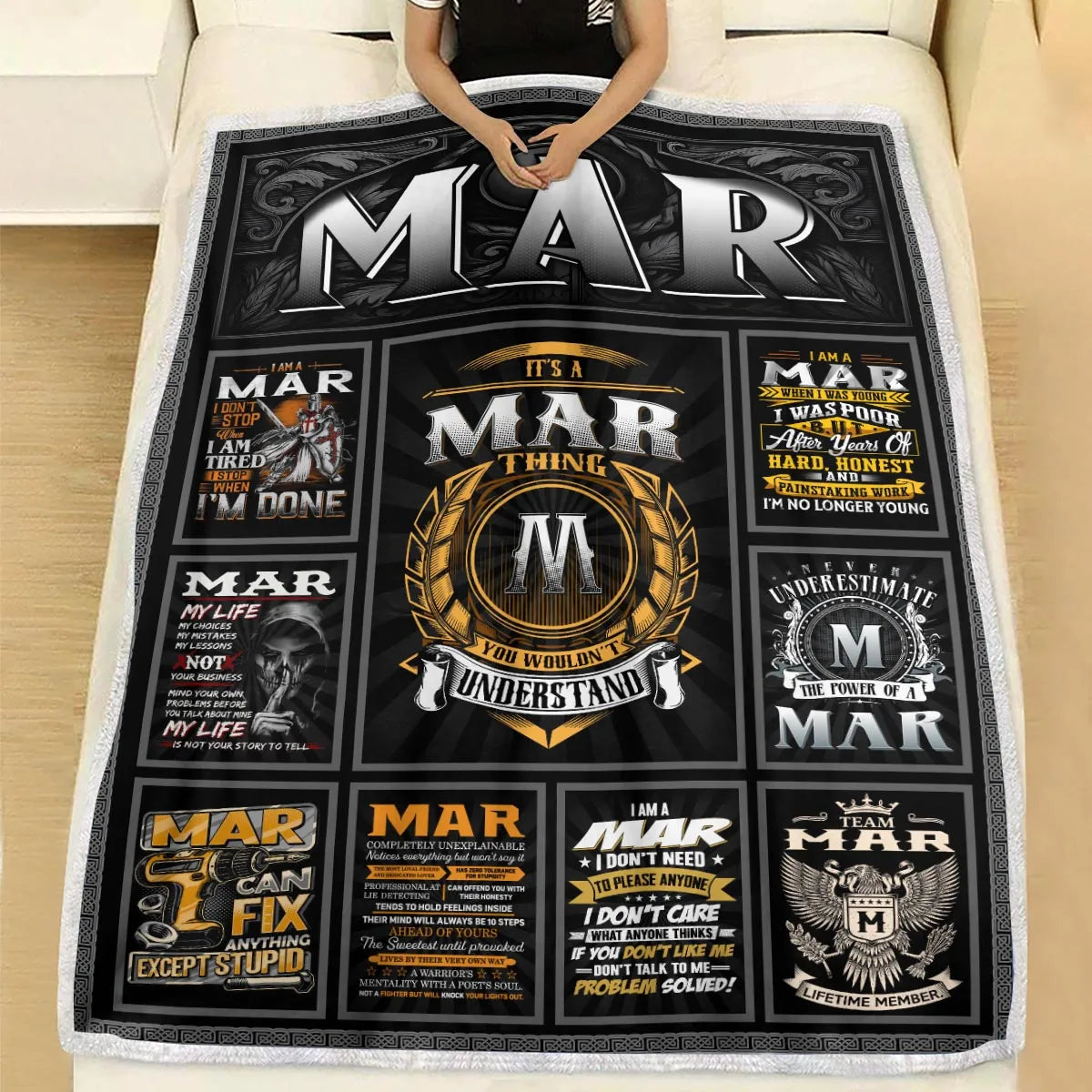 MAR Personalized Blanket | Custom Name Cozy Throw Gift 13K1-BK2