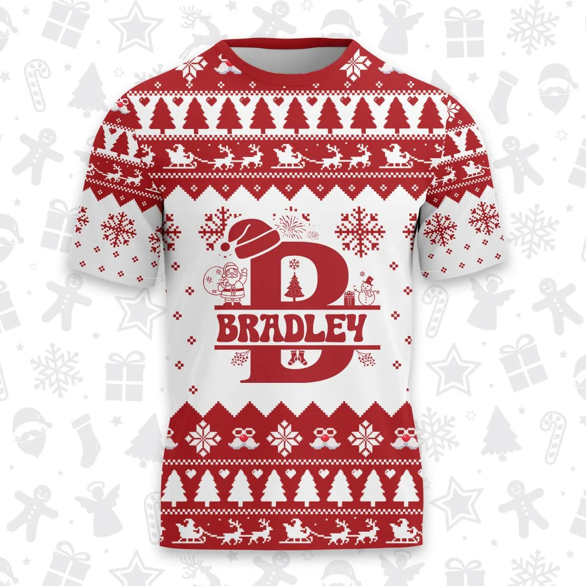 BRADLEY Personalized Christmas T-Shirt Pajama Set - Holiday Gift Outfit 13K1-CR2