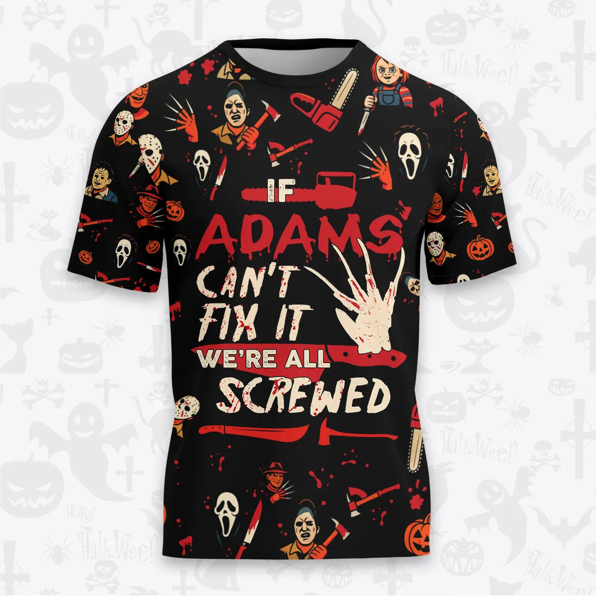 ADAMS Horror Halloween Pajama Set Scary T-Shirt & Pants Sleepwear Costume 13K1-HL1