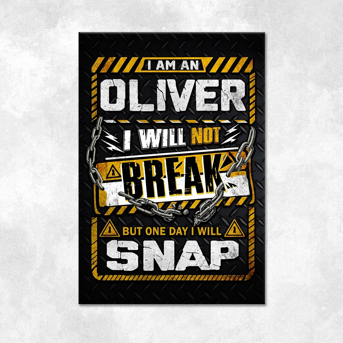 OLIVER Motivational Rug – Black & Yellow Quote Carpet for Living Room 13K1-AR1