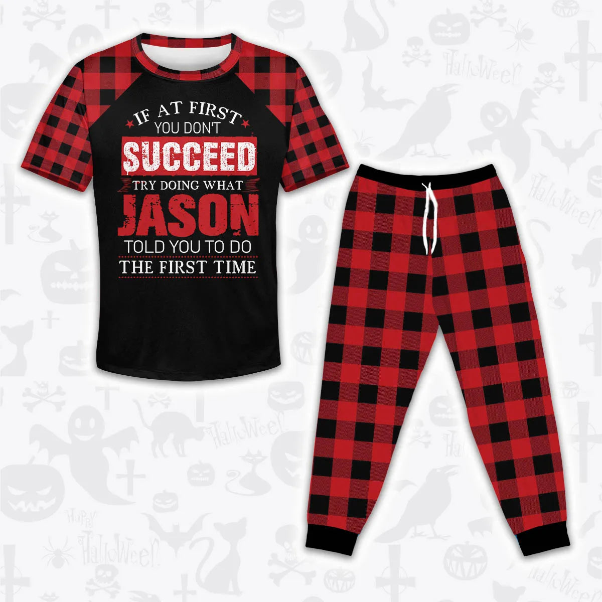 JASON Buffalo Plaid Pajamas Set Tshirt & Pants 13K1-EV2