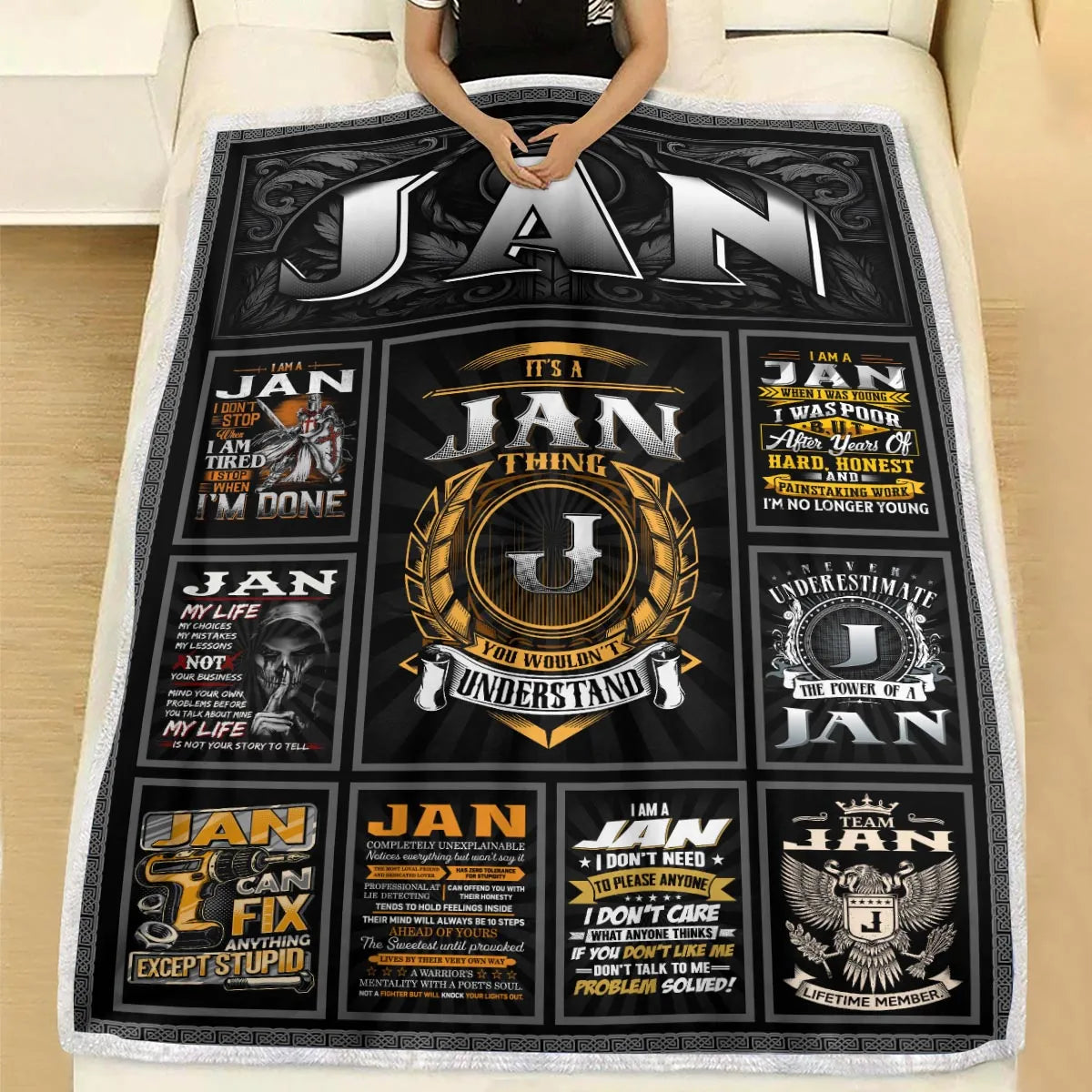 JAN Personalized Blanket | Custom Name Cozy Throw Gift 13K1-BK2