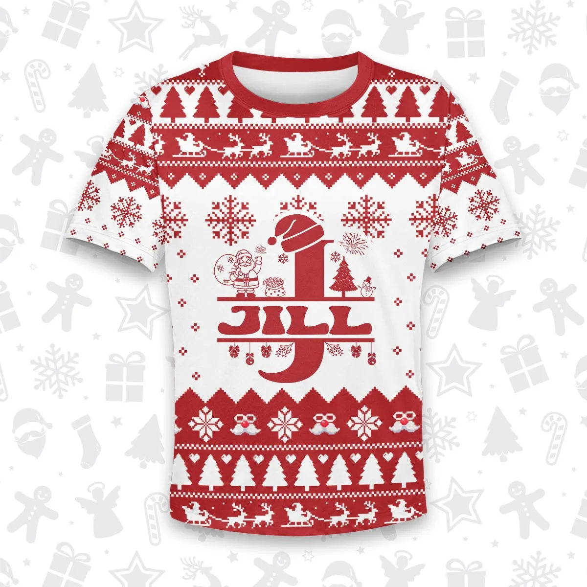 JILL Personalized Christmas T-Shirt Pajama Set - Holiday Gift Outfit 13K1-CR2