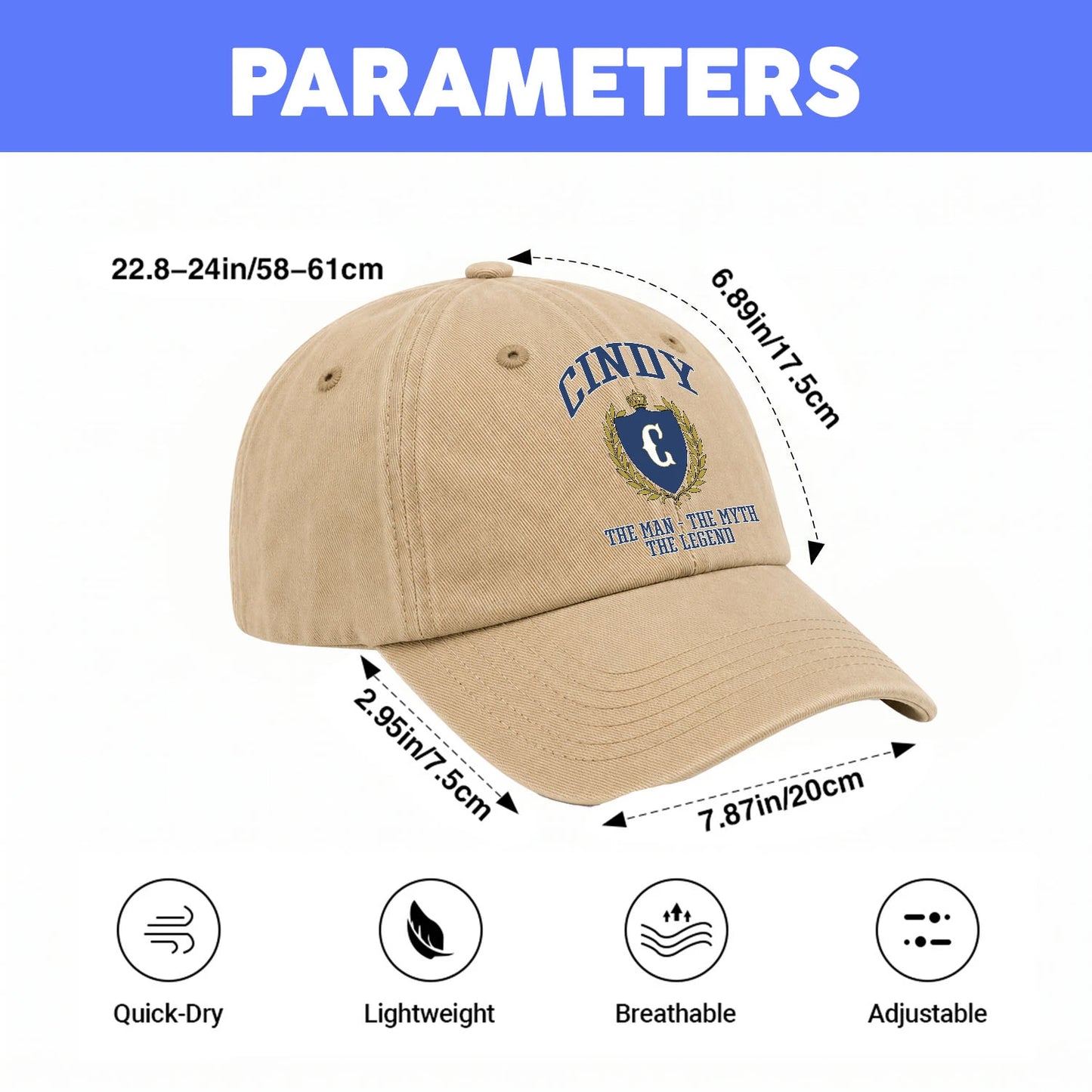 The Man The Myth The Legend Luxury Logo Cap CINDY 13K1 C34PF