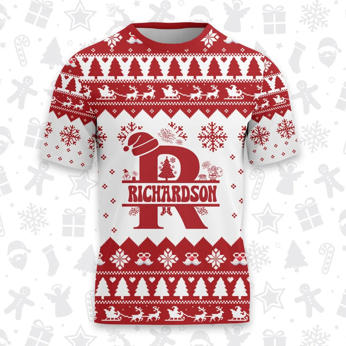 RICHARDSON Personalized Christmas T-Shirt Pajama Set - Holiday Gift Outfit 13K1-CR2