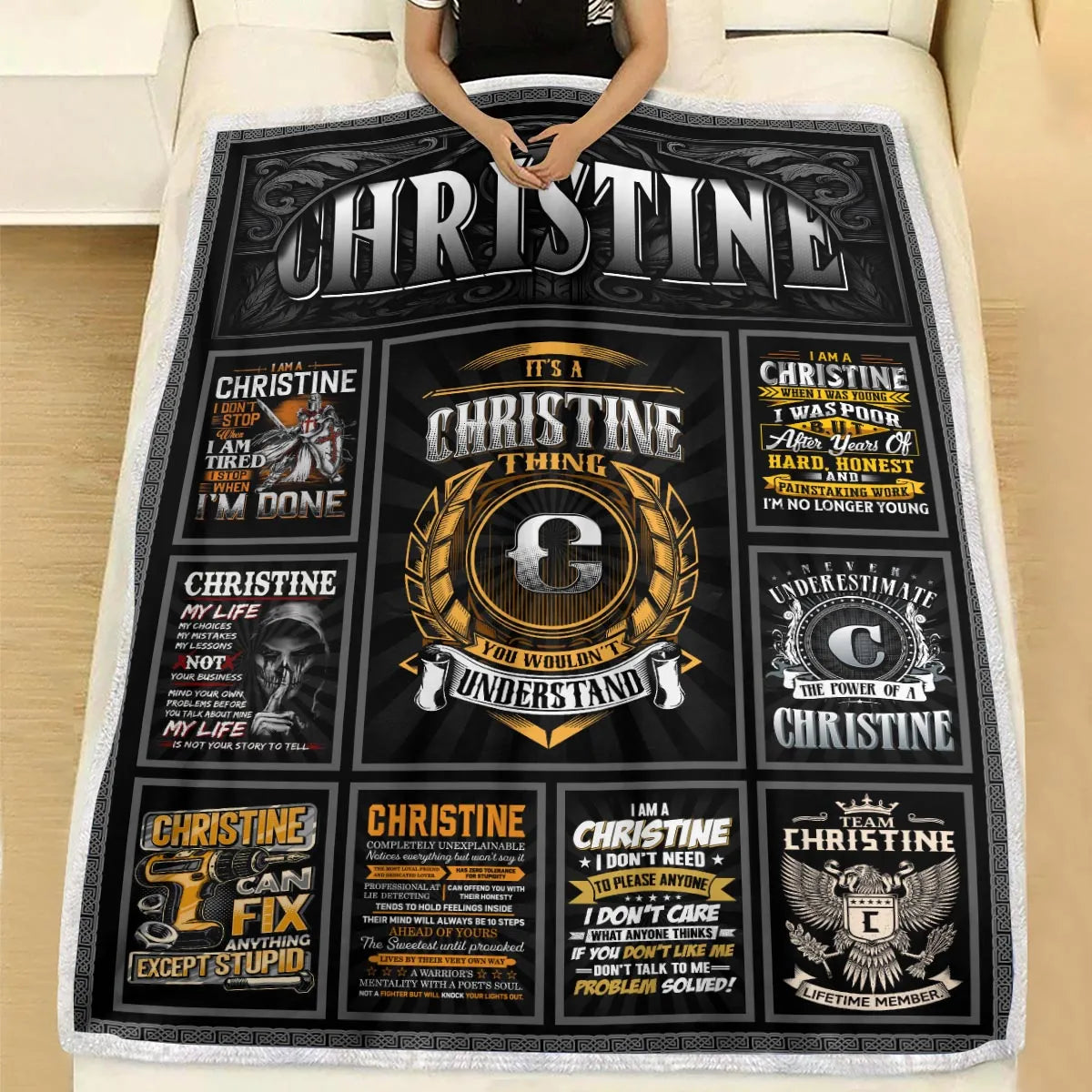 CHRISTINE Personalized Blanket | Custom Name Cozy Throw Gift 13K1-BK2