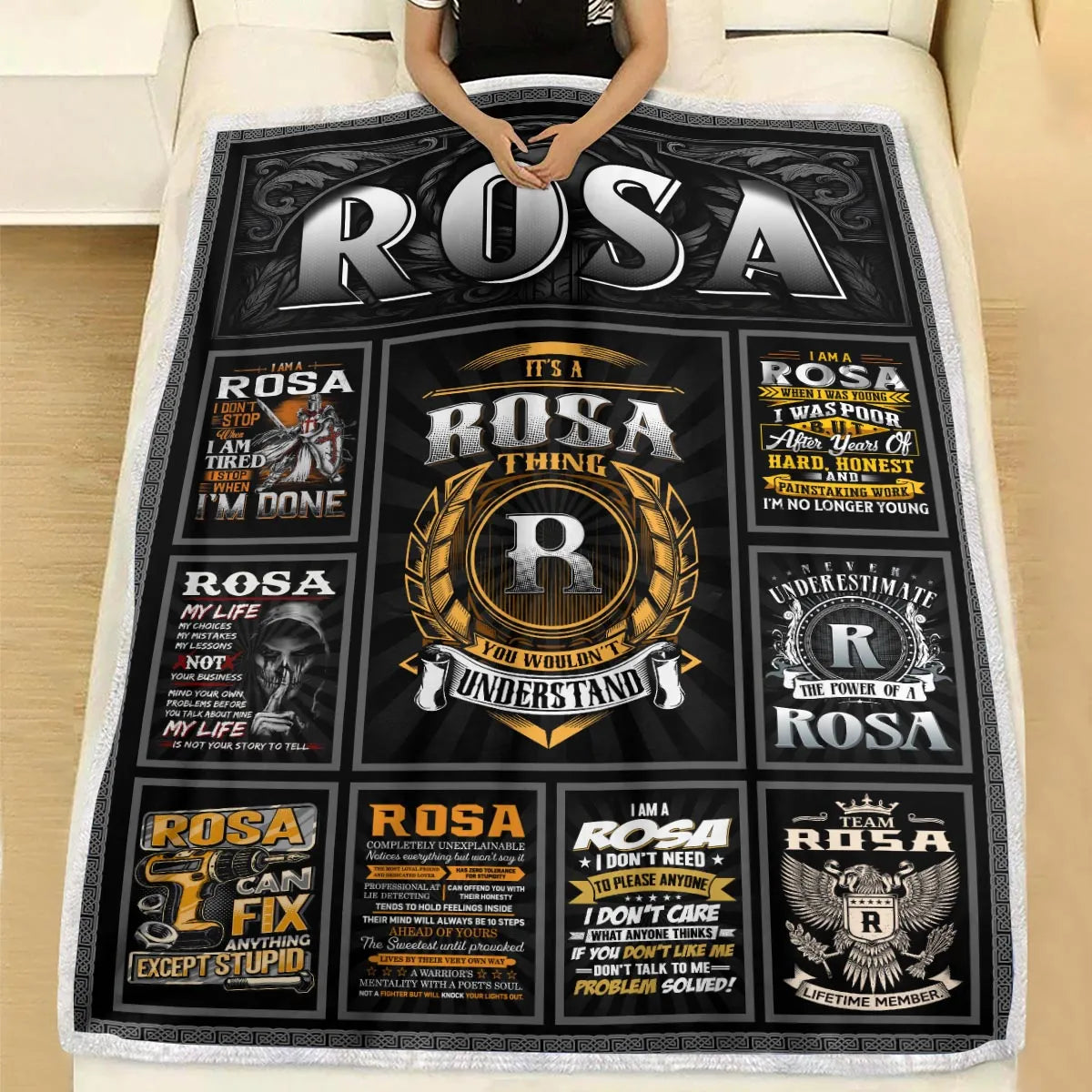 ROSA Personalized Blanket | Custom Name Cozy Throw Gift 13K1-BK2