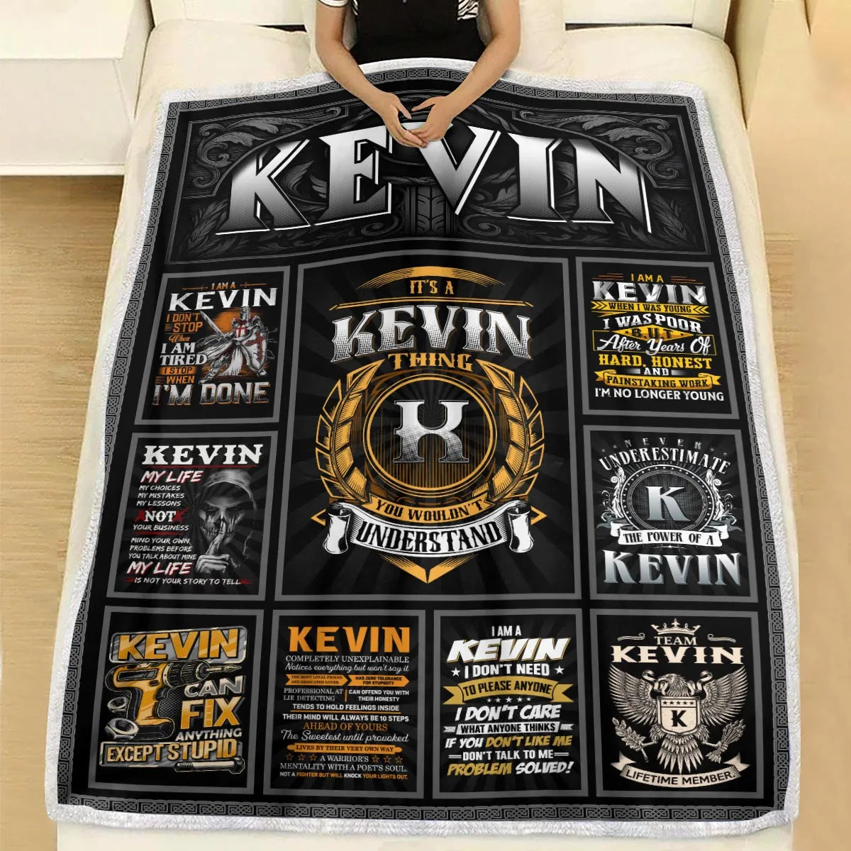 KEVIN Personalized Blanket | Custom Name Cozy Throw Gift 13K1-BK2