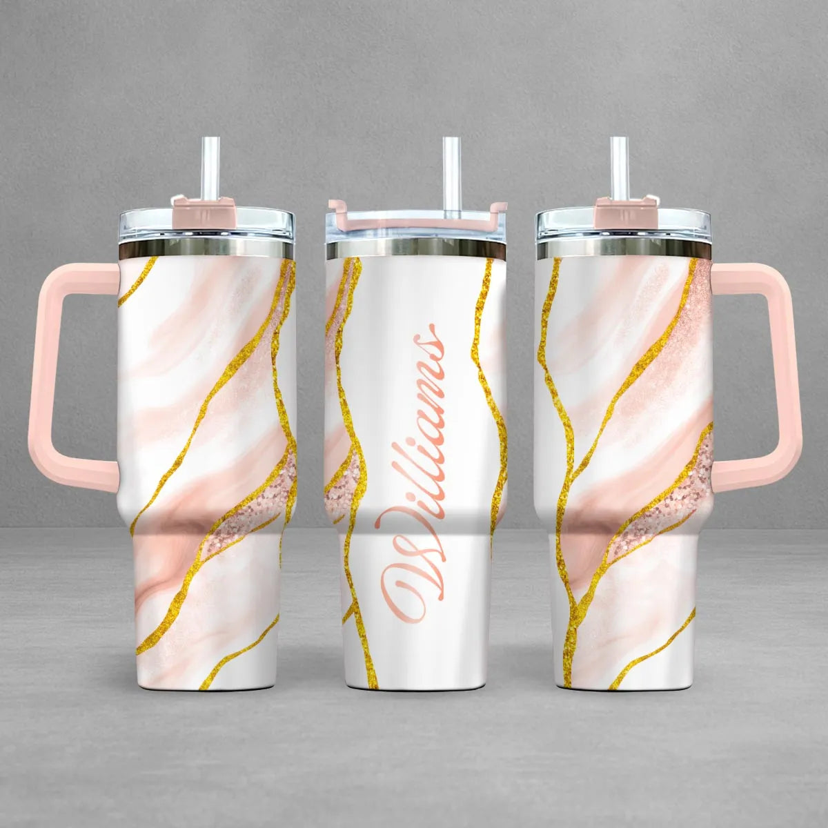 WILLIAMS 40oz Personalized Tumbler Cup with Straw | Custom Stainless Steel Mug 13K1-TB1