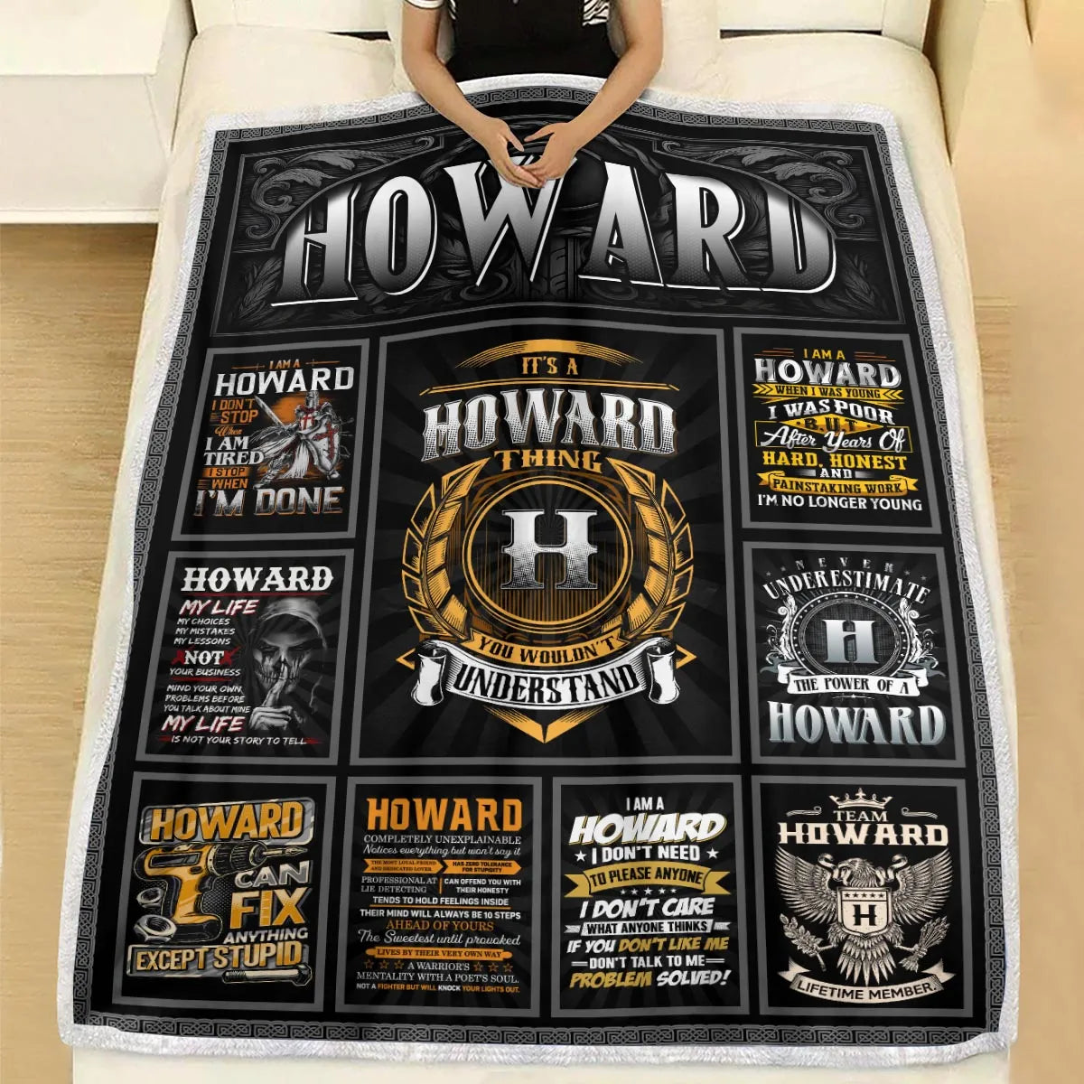 HOWARD Personalized Blanket | Custom Name Cozy Throw Gift 13K1-BK2