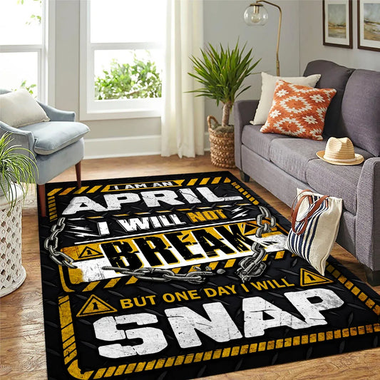 APRIL Motivational Rug – Black & Yellow Quote Carpet for Living Room 13K1-AR1