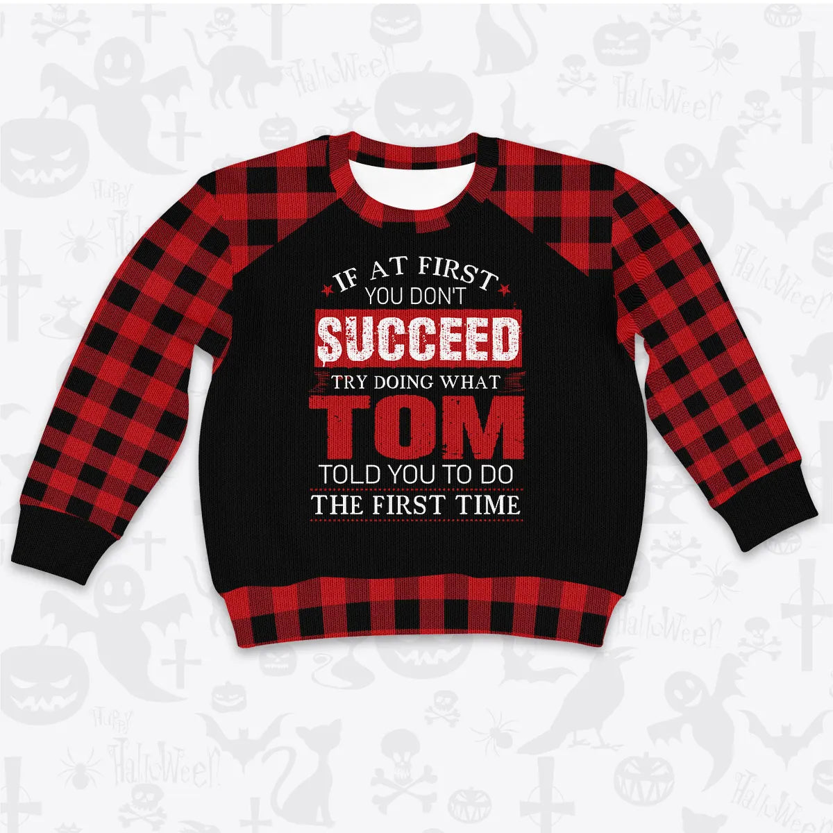 TOM Buffalo Plaid Pajamas Set Sweater & Pants 13K1-EV2