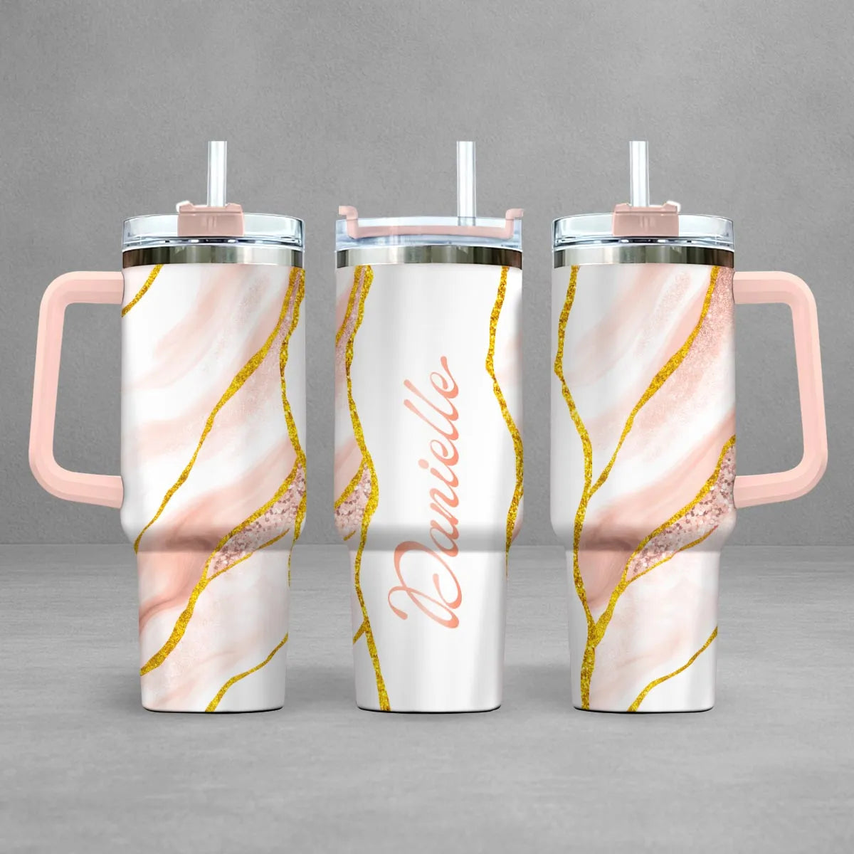 DANIELLE 40oz Personalized Tumbler Cup with Straw | Custom Stainless Steel Mug 13K1-TB1
