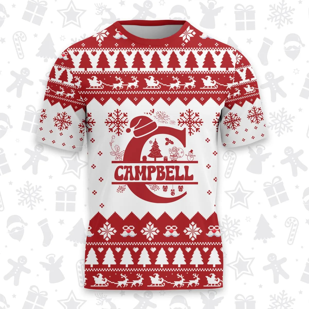 CAMPBELL Personalized Christmas T-Shirt Pajama Set - Holiday Gift Outfit 13K1-CR2