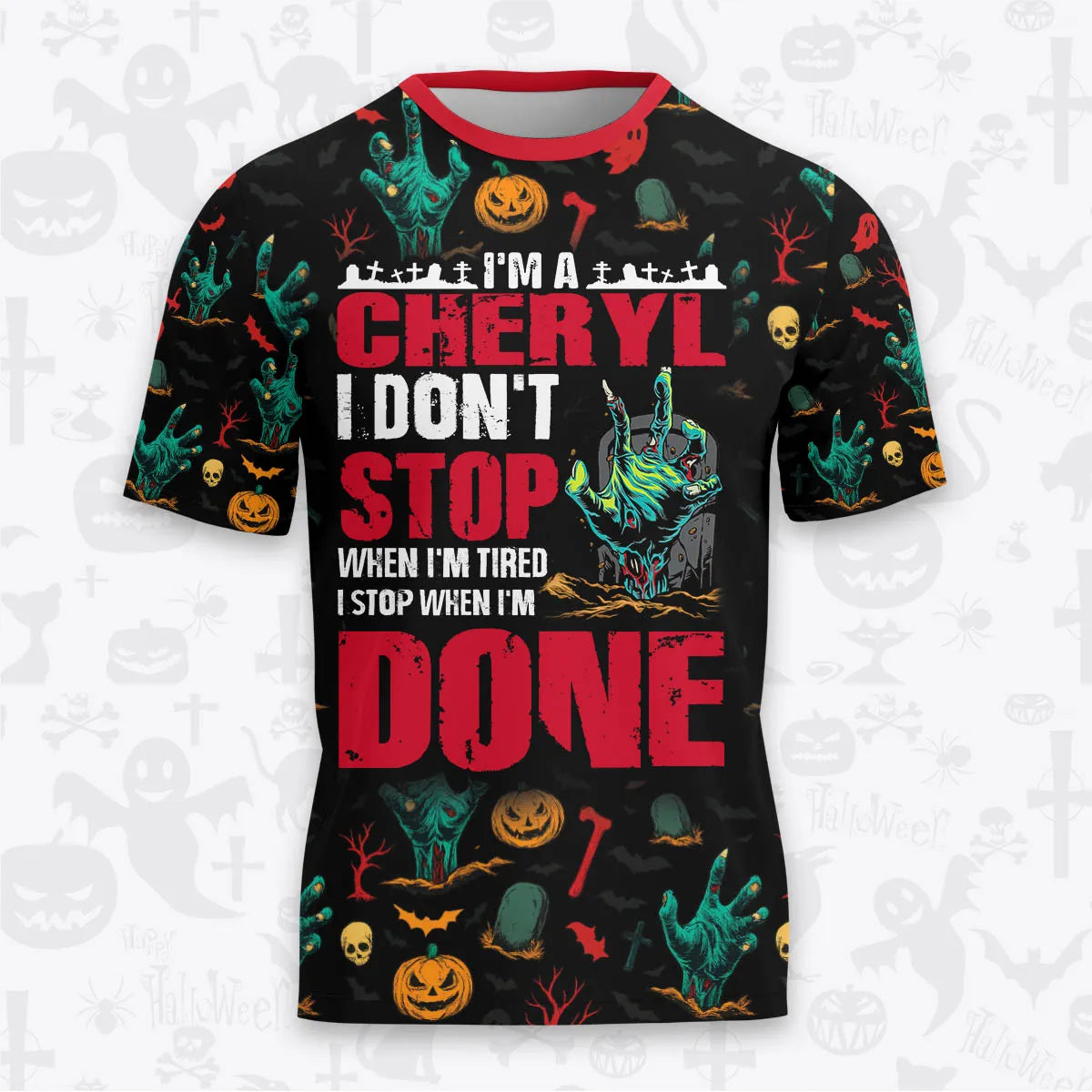 CHERYL Halloween Pajamas Set Tshirt & Pants Horror Skull Pumpkin 13K1-HL3