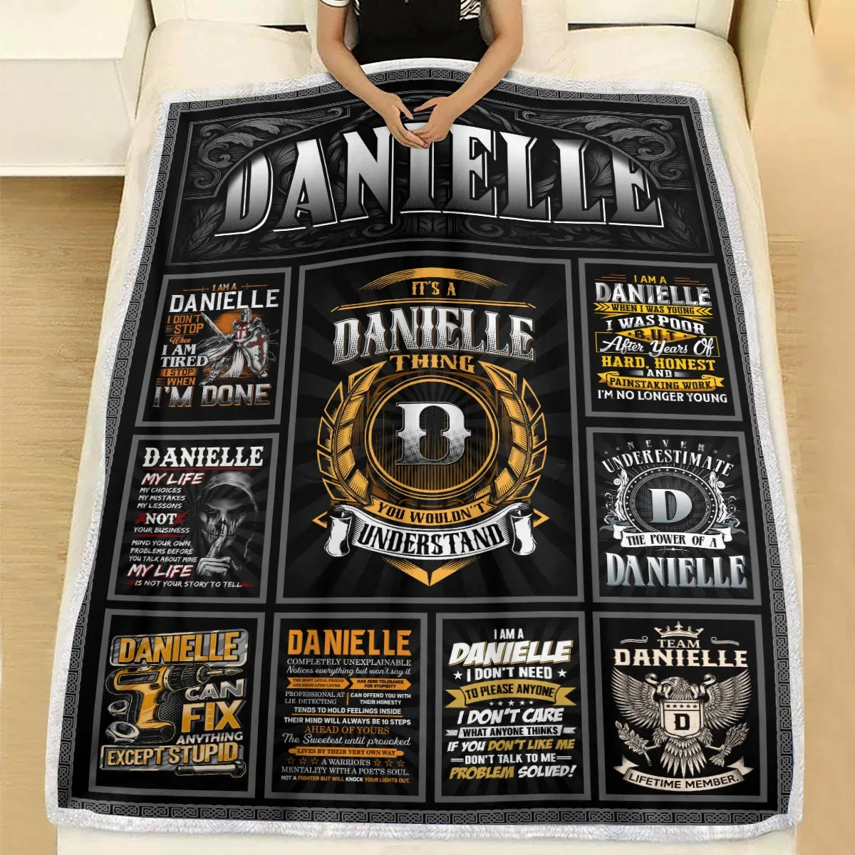DANIELLE Personalized Blanket | Custom Name Cozy Throw Gift 13K1-BK2