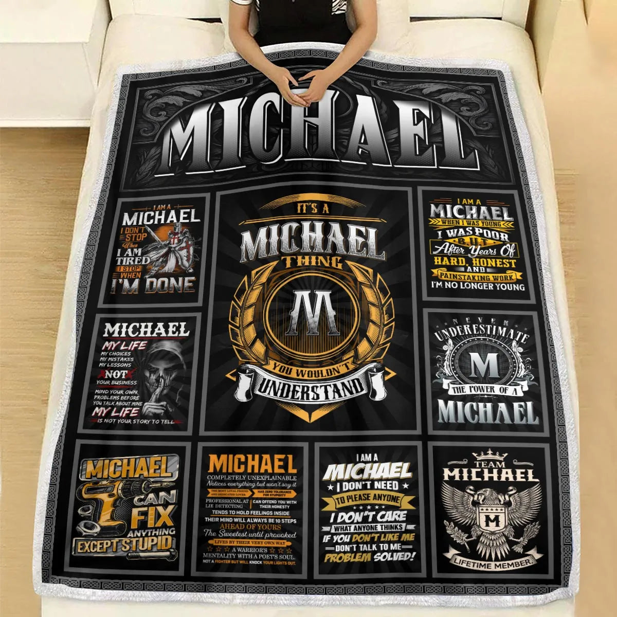 MICHAEL Personalized Blanket | Custom Name Cozy Throw Gift 13K1-BK2