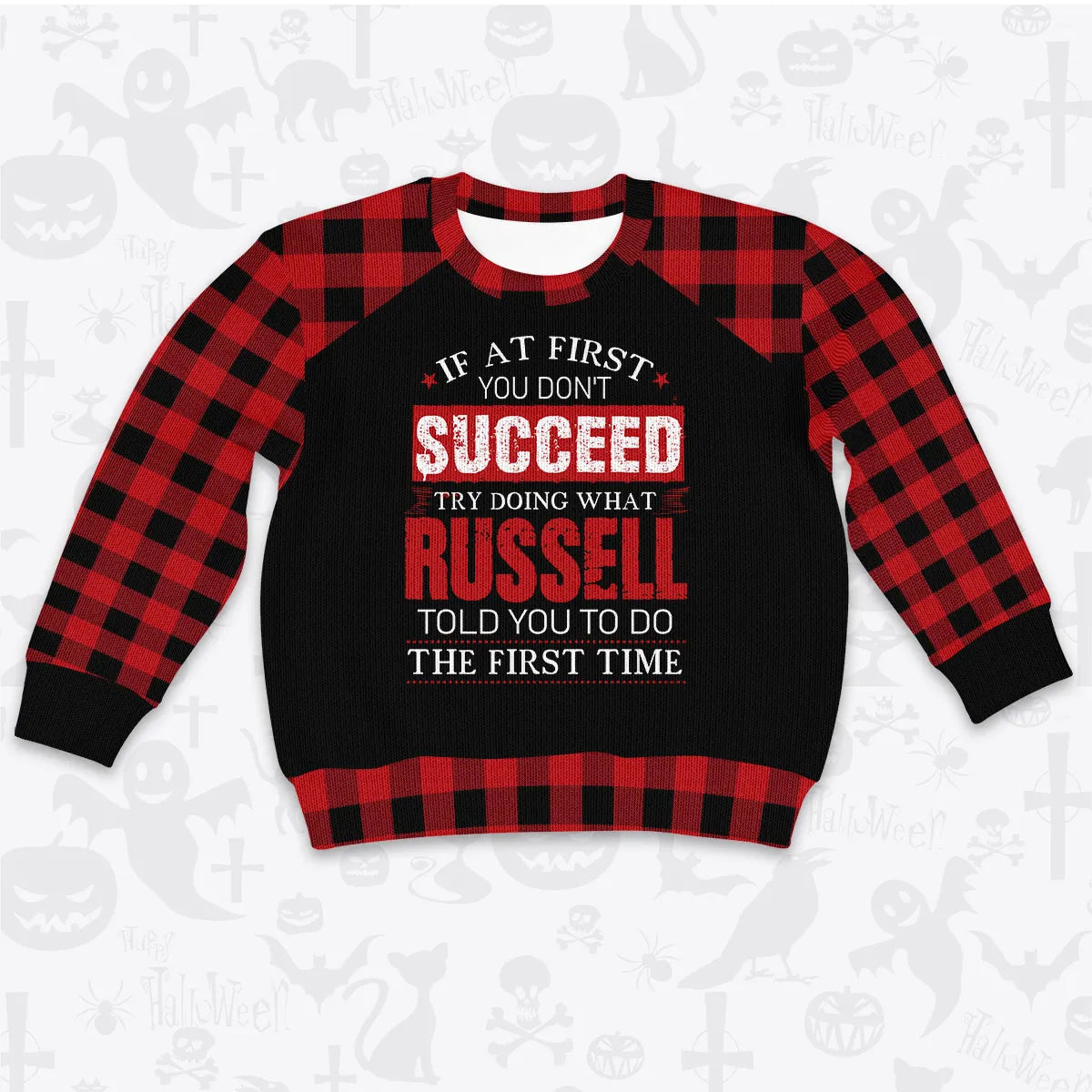 RUSSELL Buffalo Plaid Pajamas Set Sweater & Pants 13K1-EV2