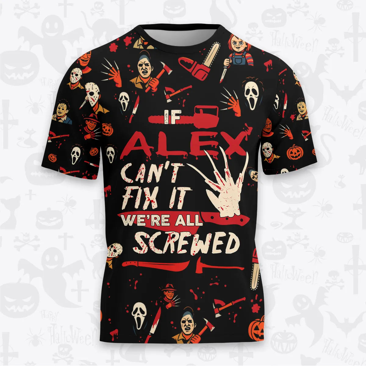 ALEX Horror Halloween Pajama Set Scary T-Shirt & Pants Sleepwear Costume 13K1-HL1