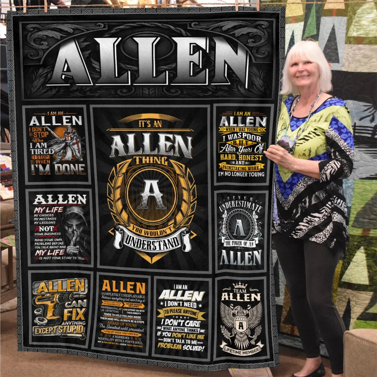 ALLEN Personalized Blanket | Custom Name Cozy Throw Gift 13K1-BK2