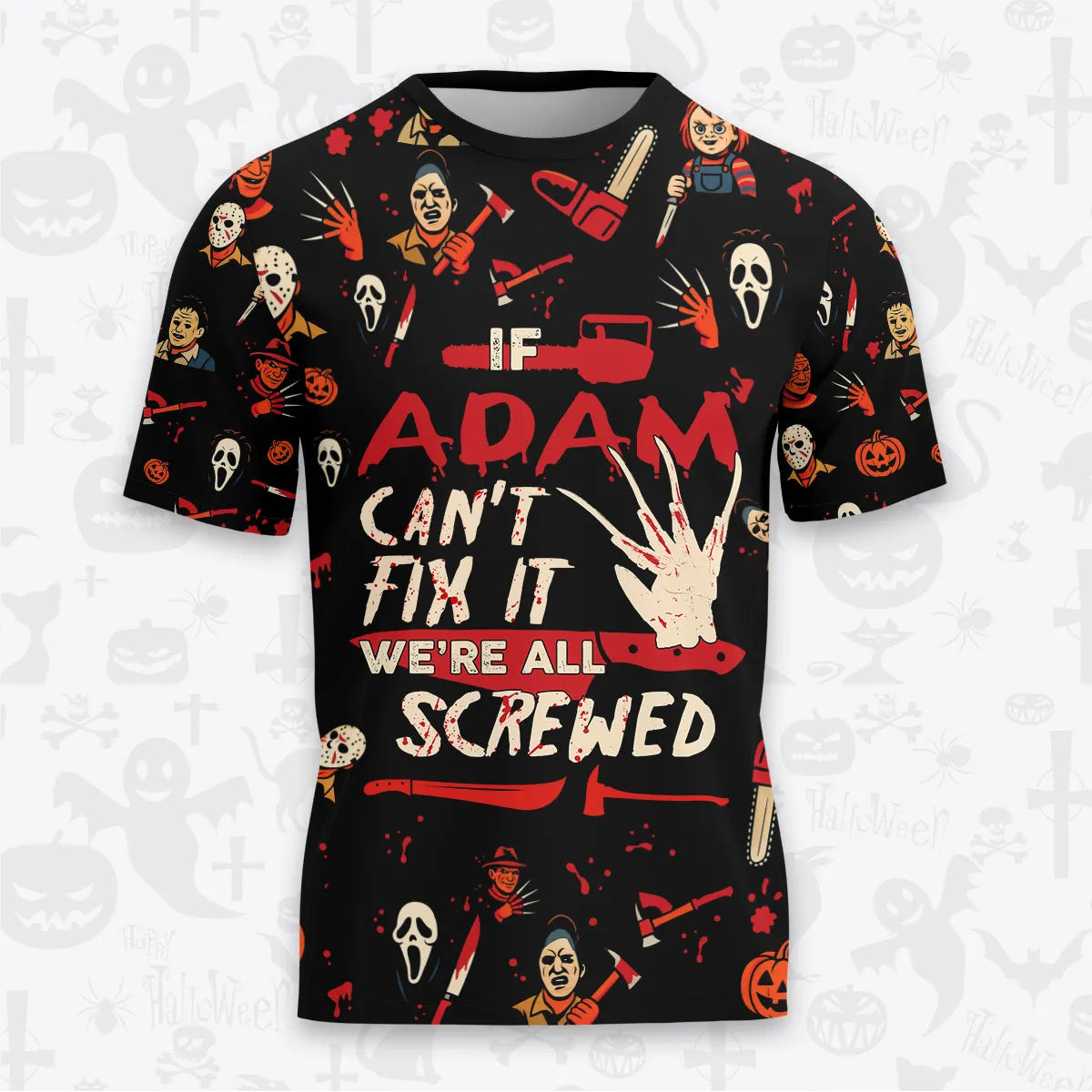 ADAM Horror Halloween Pajama Set Scary T-Shirt & Pants Sleepwear Costume 13K1-HL1