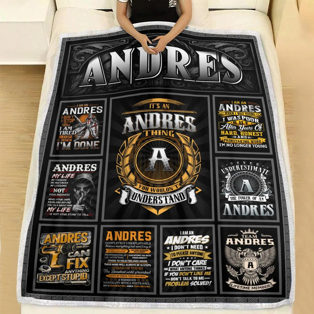 ANDRES Personalized Blanket | Custom Name Cozy Throw Gift 13K1-BK2