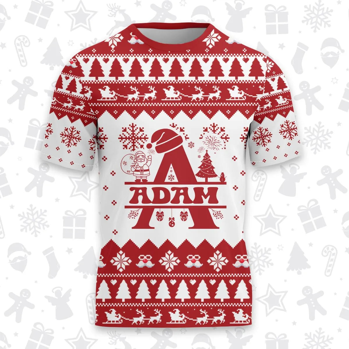 ADAM Personalized Christmas T-Shirt Pajama Set - Holiday Gift Outfit 13K1-CR2
