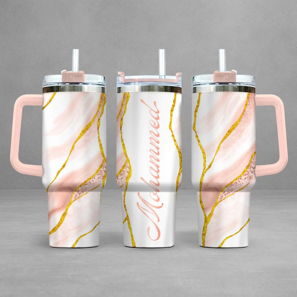 MOHAMMED 40oz Personalized Tumbler Cup with Straw | Custom Stainless Steel Mug 13K1-TB1
