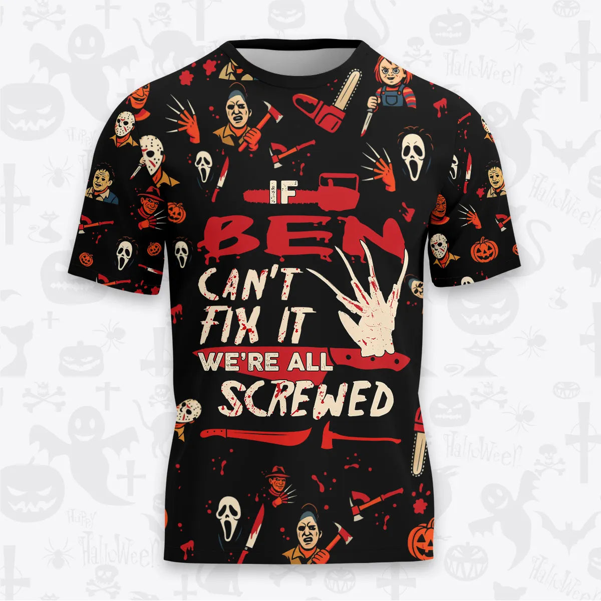 BEN Horror Halloween Pajama Set Scary T-Shirt & Pants Sleepwear Costume 13K1-HL1
