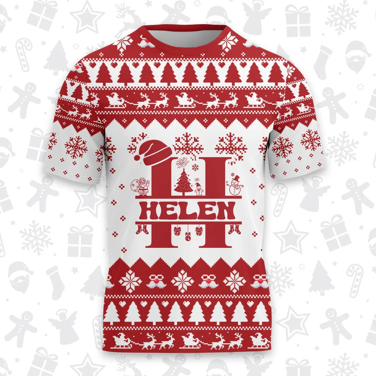 HELEN Personalized Christmas T-Shirt Pajama Set - Holiday Gift Outfit 13K1-CR2