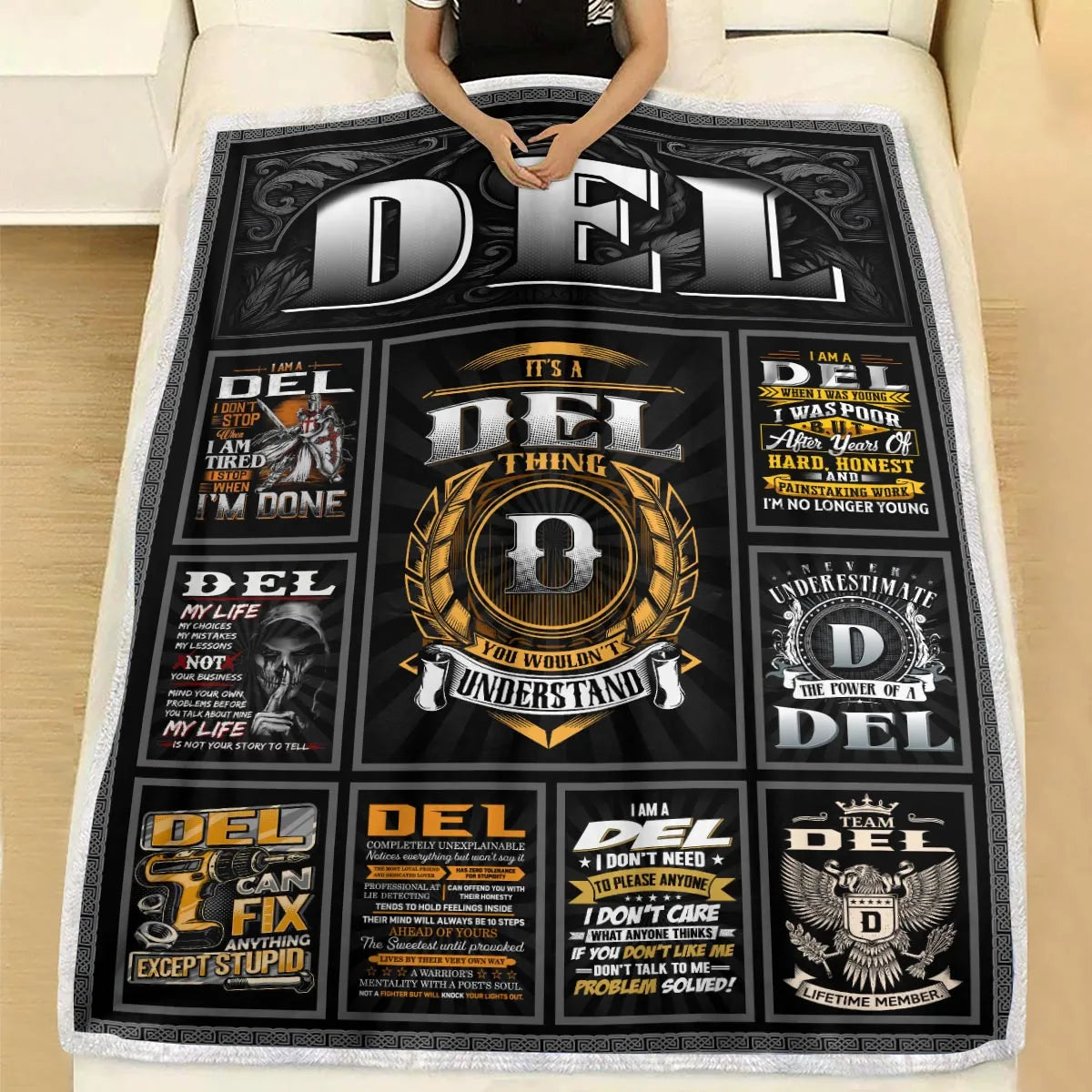 DEL Personalized Blanket | Custom Name Cozy Throw Gift 13K1-BK2