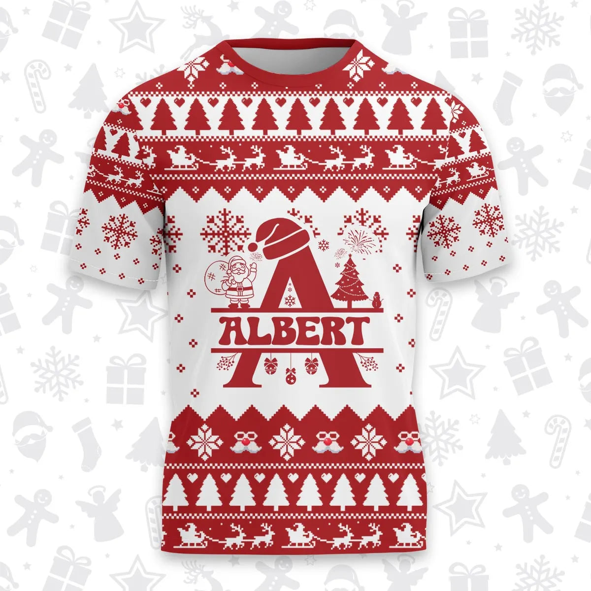 ALBERT Personalized Christmas T-Shirt Pajama Set - Holiday Gift Outfit 13K1-CR2