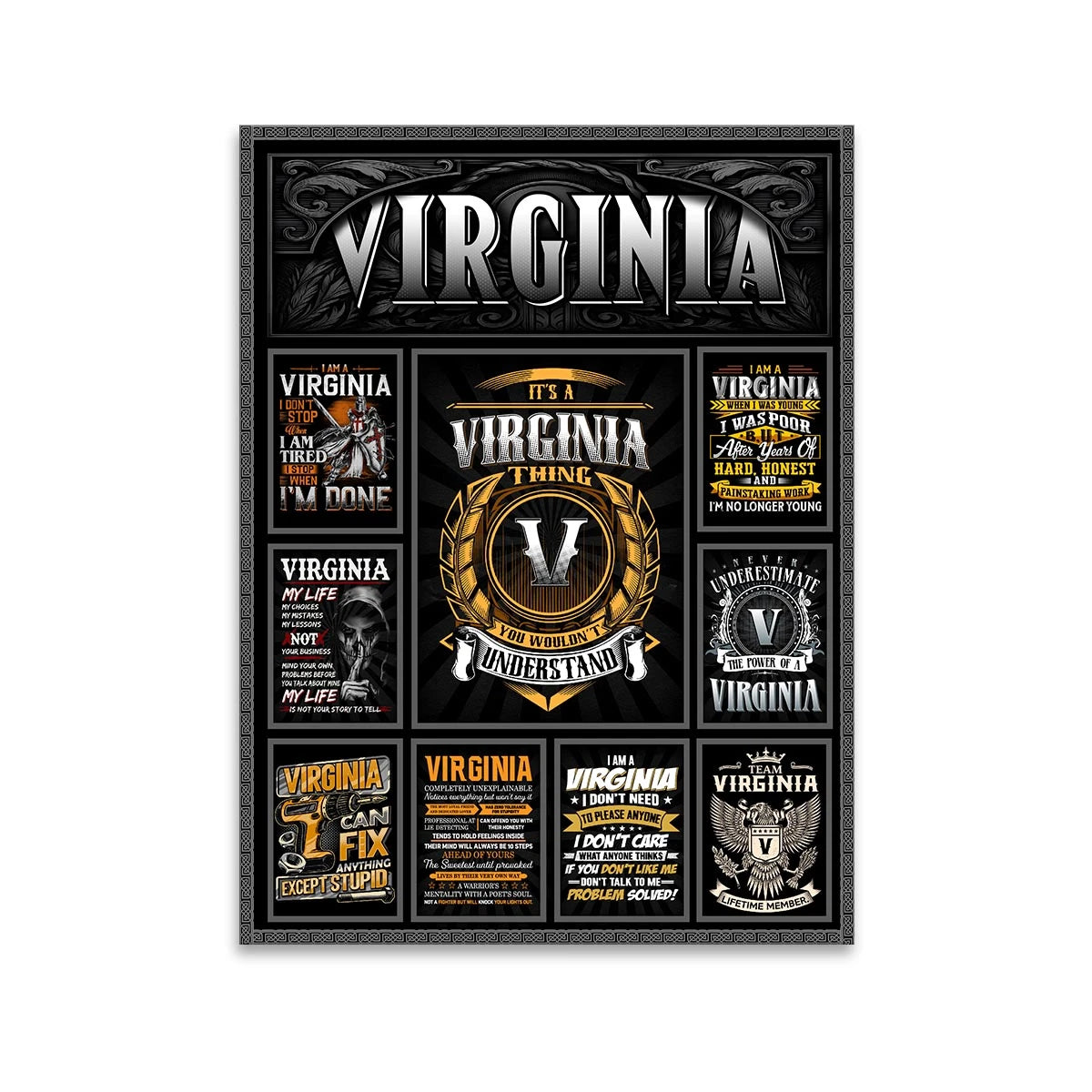 VIRGINIA Personalized Sponge Floor Mat – Custom Printed Home Decor 13K1-AR2