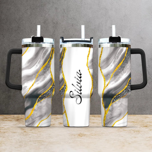 SILVIA 40oz Personalized Tumbler Cup with Straw | Custom Stainless Steel Mug 13K1-TB1