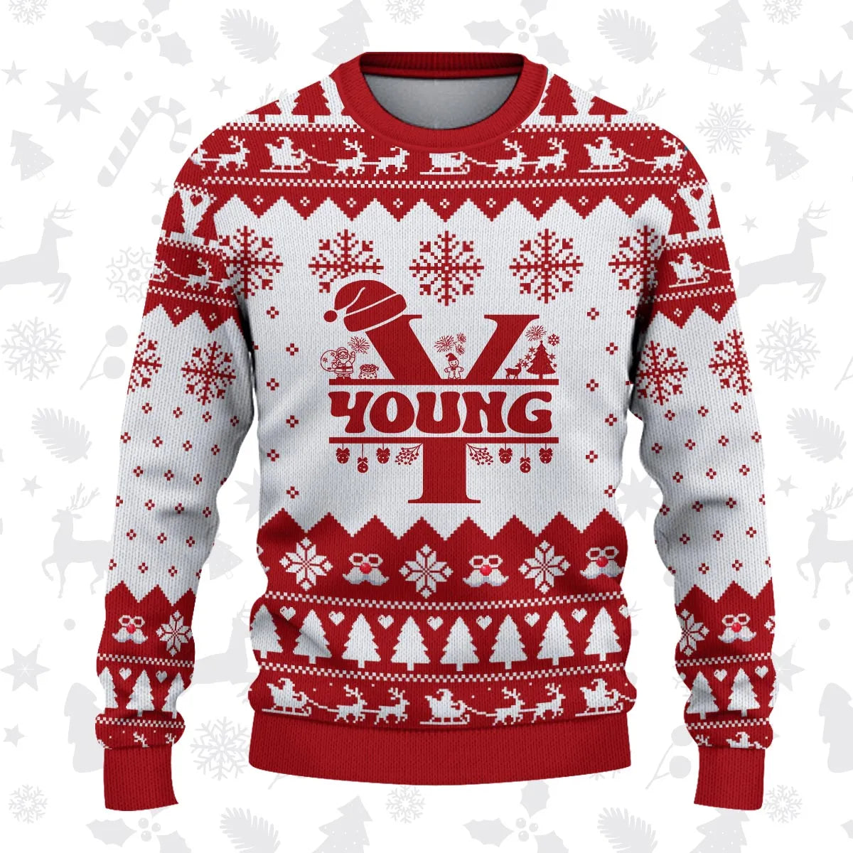 YOUNG Personalized Christmas Pajama Set - Holiday Gift Outfit 13K1-CR2